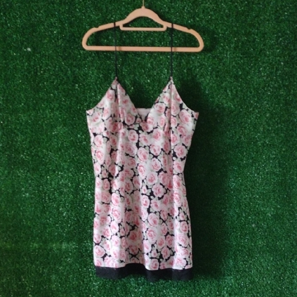 Oscar de la Renta Pink and Black Floral Camisole Y2K - Picture 1 of 3